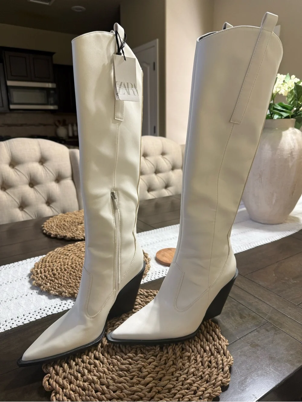 Zara white cowboy boots Brand new!